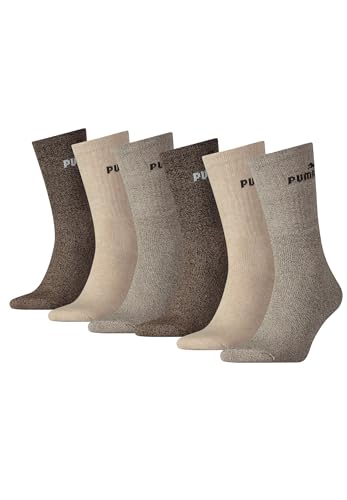 PUMA Sportsocken Tennissocken Crew Tennis Socken Unisex für Damen und Herren 6 Paar, Farbe:Chestnut Combi, Socken & Strümpfe:35-38 von PUMA