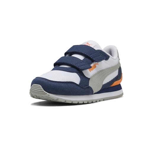 PUMA St Runner Unisex-Kinder-Sneaker mit Klettverschluss, Weiß-Grau Echo-persisch Blau-Orange Glo Ah25, 1.5 Little Kid von PUMA