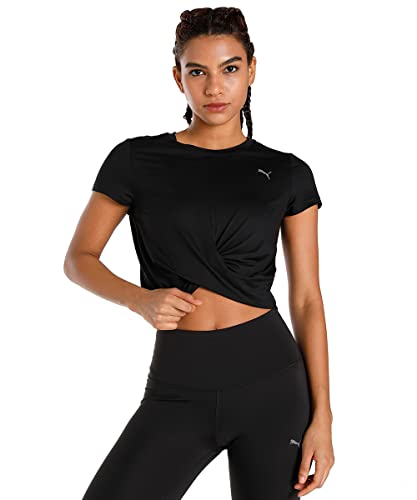 PUMA Studio Damen Yogini Lite Twist Training T-Shirt, Blacks, M von PUMA