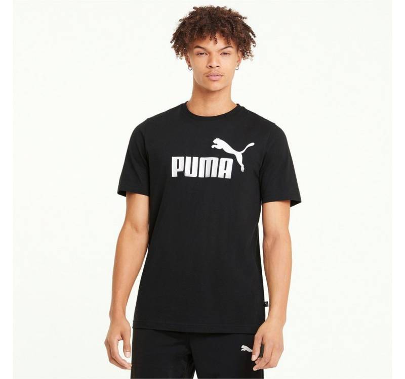 PUMA T-Shirt Essentials Logo (100% Baumwolle) schwarz/weiss Herren von PUMA