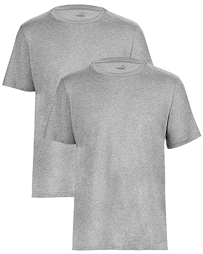 PUMA T-Shirt Herren Kurzarm, Statement Deluxe Edition, Baumwolle, Grau, Größe M - 2er Set von PUMA