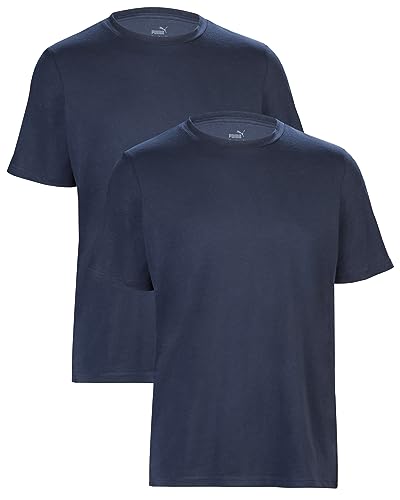 PUMA T-Shirt Herren Kurzarm, Statement Deluxe Edition, Baumwolle, Marineblau, Größe M - 2er Set von PUMA