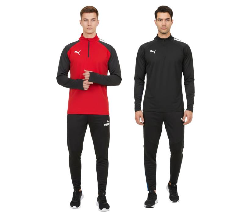 PUMA Teamliga 1/4 Zip Top Herren Sweatshirt nachhaltiges Trainings-Shirt mit dryCELL Sport-Shirt 65723 in Rot und Schwarz von PUMA