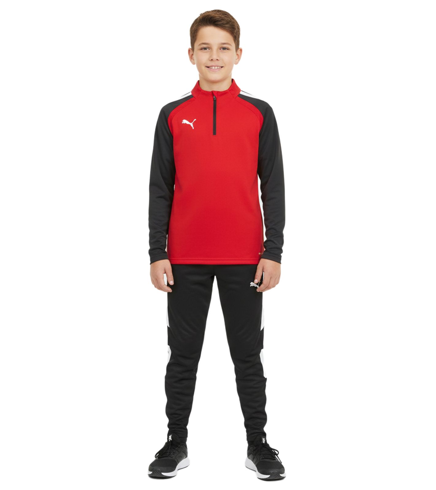 PUMA Teamliga 1/4 Zip Top Kinder Sweatshirt nachhaltiges Trainings-Shirt mit dryCELL Sport-Shirt 657237 01 Rot von PUMA
