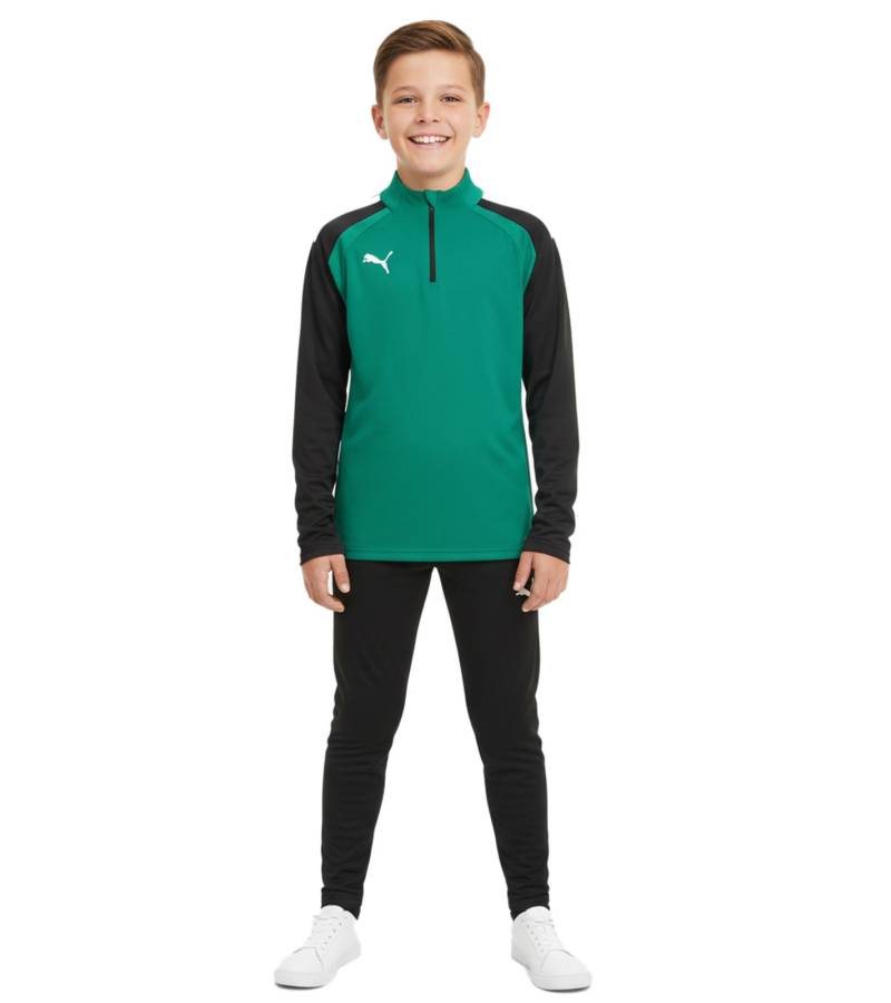 PUMA Teamliga 1/4 Zip Top Kinder Sweatshirt nachhaltiges Trainings-Shirt mit dryCELL Sport-Shirt 657237 05 Grün von PUMA