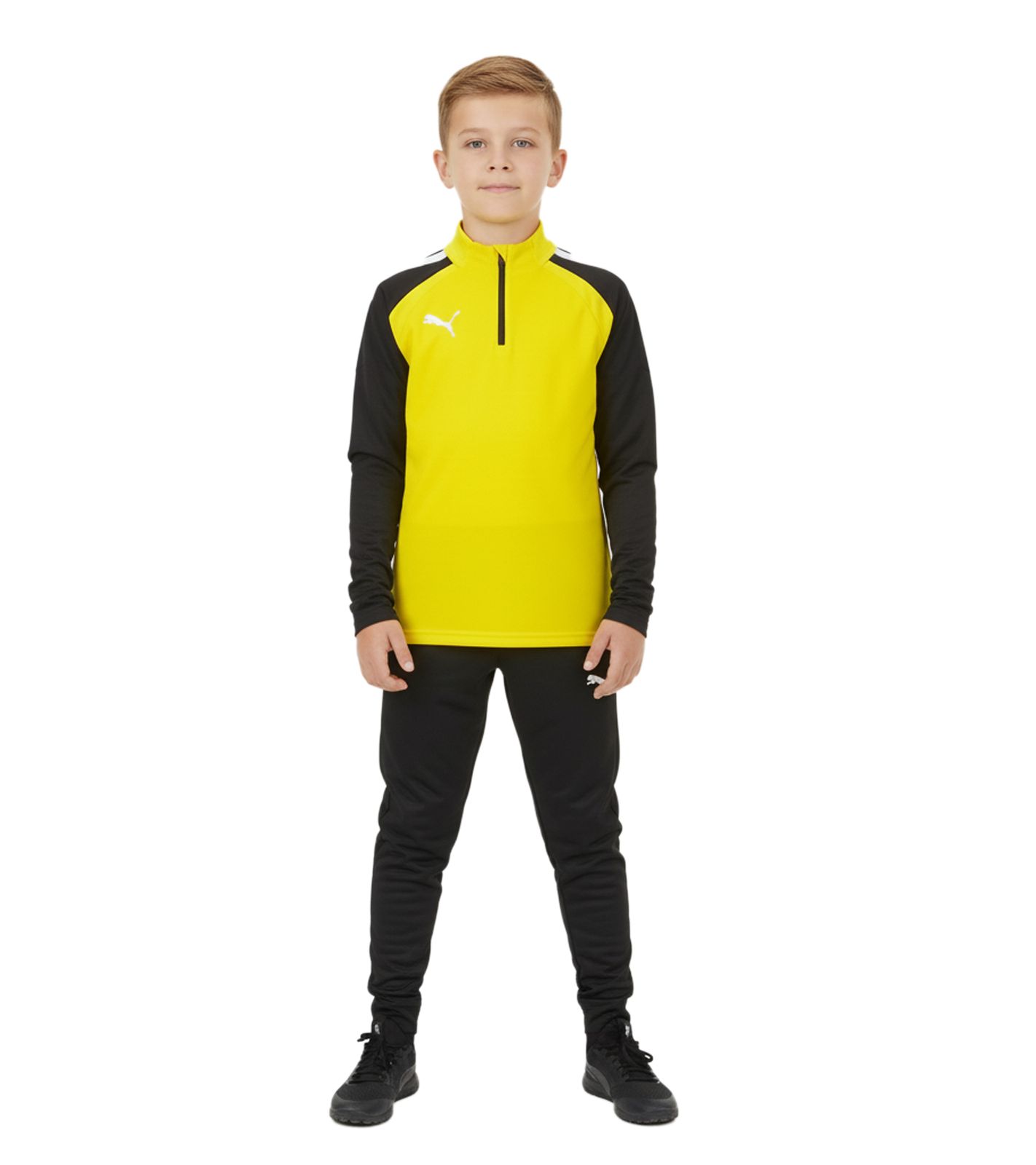PUMA Teamliga 1/4 Zip Top Kinder Sweatshirt nachhaltiges Trainings-Shirt mit dryCELL Sport-Shirt 657237 07 Gelb von PUMA