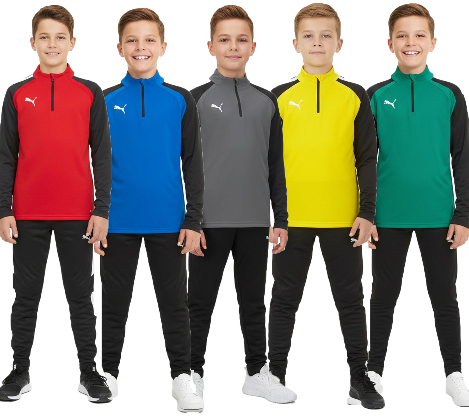 PUMA Teamliga 1/4 Zip Top Kinder Sweatshirt nachhaltiges Trainings-Shirt mit dryCELL Sport-Shirt 657237 Rot, Blau, Grau, Gelb oder Grün von PUMA