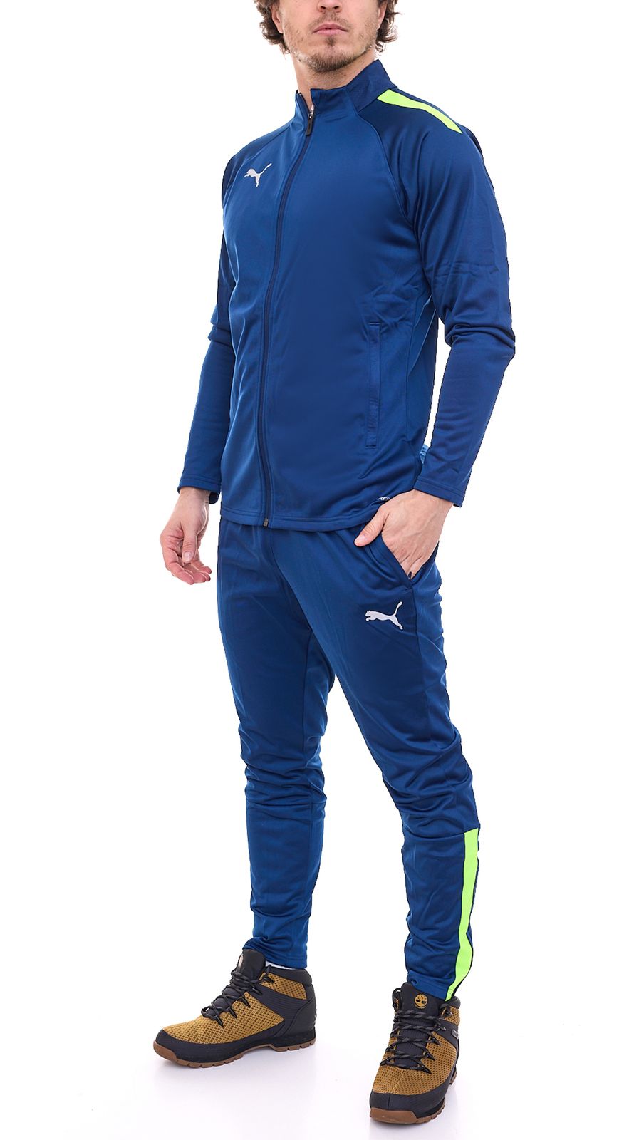 PUMA Teamliga Herren Trainings-Anzug trendiger Sport-Anzug mit dryCELL-Technologie 658525 54 Blau/Neongrün von PUMA