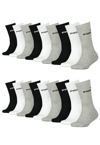 PUMA Tennissocken Crew Kinder Tennis Socken Sportsocken Unisex für Mädchen und Jungen 18 Paar, Farbe:Black/White/Grey, Socken & Strümpfe:31-34 von PUMA