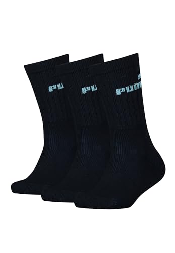 PUMA Tennissocken Crew Kinder Tennis Socken Sportsocken Unisex für Mädchen und Jungen 3 Paar, Farbe:Black, Socken & Strümpfe:31-34 von PUMA