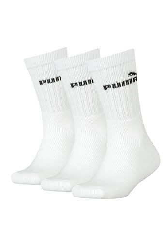 PUMA Tennissocken Crew Kinder Tennis Socken Sportsocken Unisex für Mädchen und Jungen 3 Paar, Farbe:White, Socken & Strümpfe:31-34 von PUMA