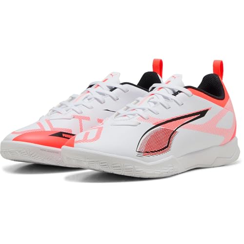 PUMA Ultra 5 Play IT JR, Unisex Fussballschuh, PUMA White-PUMA Black-Glowing RED, von PUMA