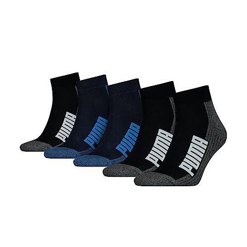 Puma Unisex Bwt Cushioned Quarter Socks (5 Pack), Blue / Black, 35-38 von Puma