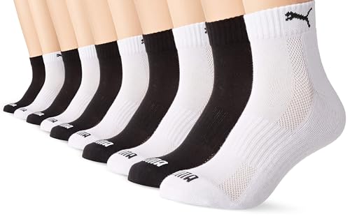 PUMA Unisex Puma Unisex Cushioned Quarter (5 Pack) Socks, Black/White, 39-42 EU von PUMA