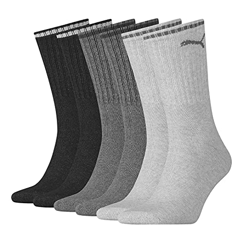 Puma Unisex Crew Socken, Grau/Grau, 35/38 (3er Pack) von PUMA