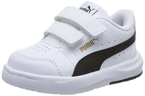 PUMA Unisex Kids' Fashion Shoes EVOLVE COURT V INF Trainers & Sneakers, PUMA WHITE-PUMA BLACK-PUMA GOLD, 21 von PUMA