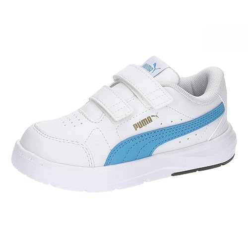 PUMA Unisex Baby Evolve Court V INF Sneaker, White-Regal Blue Gold, 22 EU von PUMA