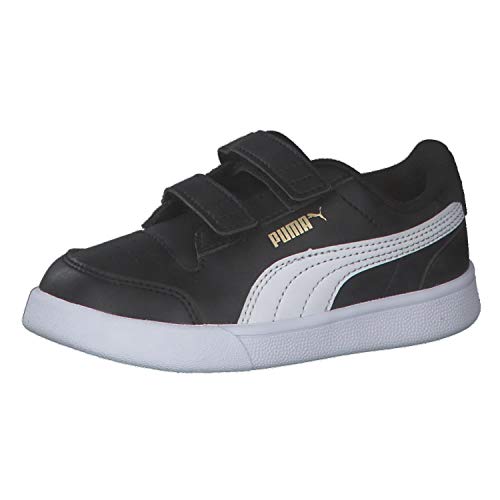 PUMA Unisex Baby Shuffle V Inf Sneaker, Black White Team Gold, 25 EU von PUMA