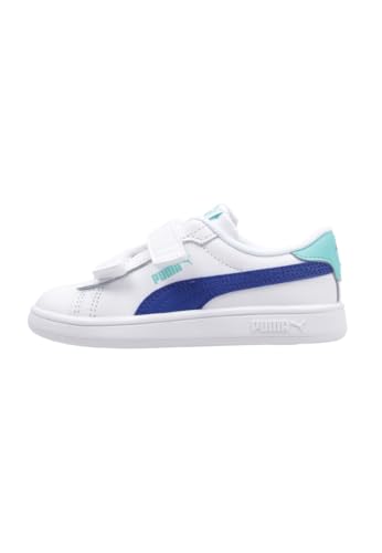 PUMA Unisex Baby Smash 3.0 L V INF Sneaker, White-Vivid Blue-Aquatic, 21 EU von PUMA