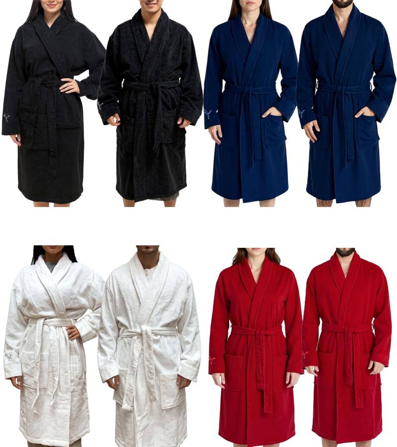 PUMA Unisex Bademantel mit zwei offenen Seitentaschen Morgen-Mantel 660008 Navy, Rot, Weiß oder Schwarz von PUMA