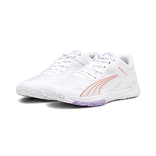 PUMA Unisex Beschleunigt Turbo W+ Hallenturnschuh, White Fire Orchid Vivid Violet Sedate Grey, 39 EU von PUMA