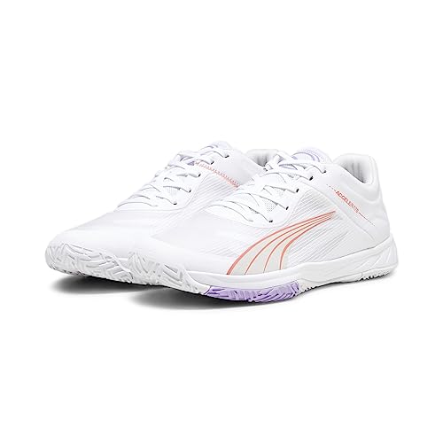 PUMA Unisex Accelerate Turbo W+ Hallenturnschuh, White Fire Orchid Vivid Violet Sedate Gray, 43 EU von PUMA