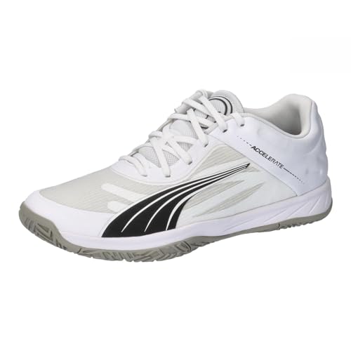 PUMA Unisex Accelerate Turbo Indoor-Pumps, Puma White Puma Black Concrete Gray, 39 EU von PUMA