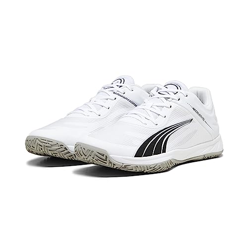 PUMA Unisex Accelerate Turbo Indoor-Pumps, Puma White Puma Black Concrete Gray, 42 EU von PUMA