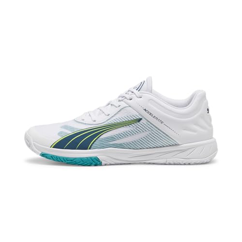 PUMA Unisex Accelerate Turbo Indoor-Pumps, Puma White Ocean Tropic Lime Squeeze, 40 EU von PUMA