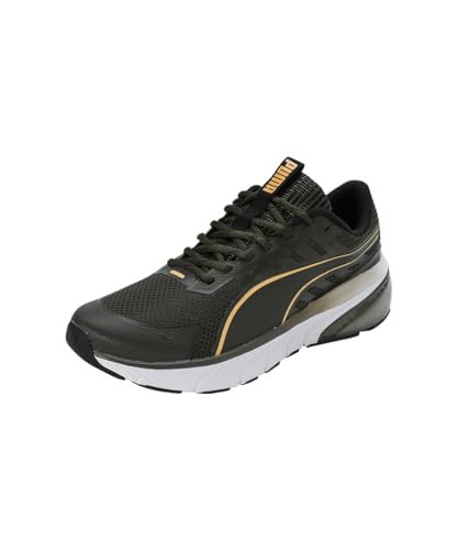 PUMA Unisex Cell Glare Road Running Shoe, Dark Olive-Sun Stream Black, 38.5 EU von PUMA