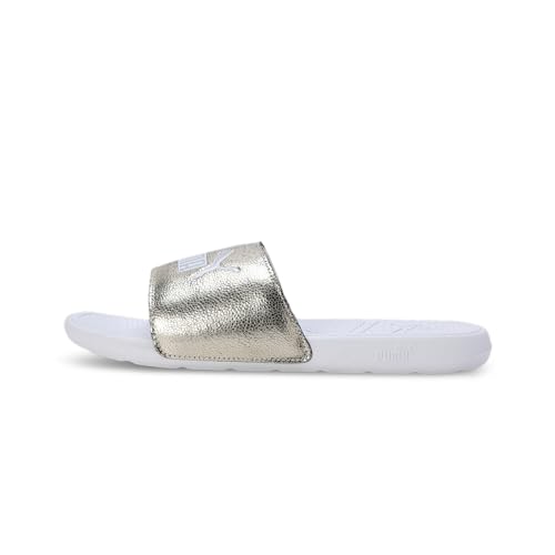 PUMA Unisex Cool Cat 2.0 Metallic Shine Slide Sandal, Gold Silver White, 35.5 EU von PUMA