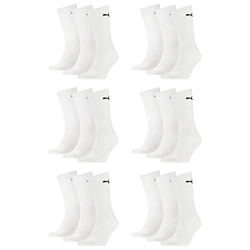 PUMA 18 Paar Sportsocken Tennis Socken Gr. 35-49 Unisex für sie und ihn, Farbe:300 - white, Socken & Strümpfe:43-46 von PUMA