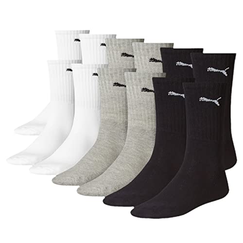 PUMA Unisex Crew Tennissocken Sportsocken Socken für Damen Herren 6 Paar, Farbe:004 - Grey Combo, Socken & Strümpfe:39-42 von PUMA