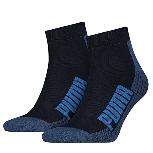 PUMA Unisex Cushioned Quarter Socken 10er Pack, Größe:43-46;Farbe:Navy/Grey/Strong Blue von PUMA