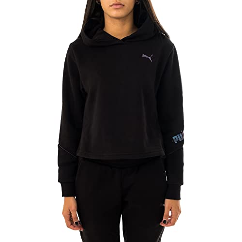 PUMA Unisex Cyber Cropped Hoodie Sweatshirt, schwarz, L von PUMA