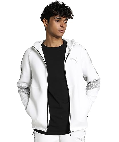 PUMA Unisex Evostripe Full Zip Hoodie Dk Sweatshirt, weiß, L von PUMA