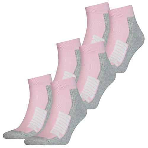 PUMA Unisex Herren Damen Quarter Socken BWT CUSHIONED 6er Pack Schwarz Weiss Blau Rosa 35-38 39-42 43-46 83% Baumwolle, Basic Pink, 39/42 von Puma