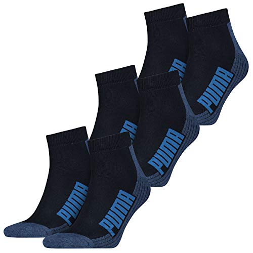 PUMA Unisex Herren Damen Quarter Socken BWT CUSHIONED 6er Pack Schwarz Weiss Blau Rosa 35-38 39-42 43-46 83% Baumwolle, Navy/Grey/Strong Blue, 43/46 von Puma