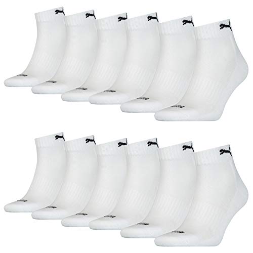 PUMA 12 Paar Quarter Socken mit Frottee-Sohle Gr. 35-46 Unisex Cushioned Kurzsocken, Farbe:White, Socken & Strümpfe:39-42 von PUMA