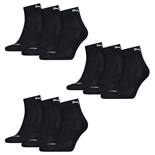 PUMA Unisex Herren Damen Quarter Socken CUSHIONED 9er Pack 35-38 39-42 43-46 Schwarz Weiß Blau Grau 83% Baumwolle, Navy, 43/46 von PUMA