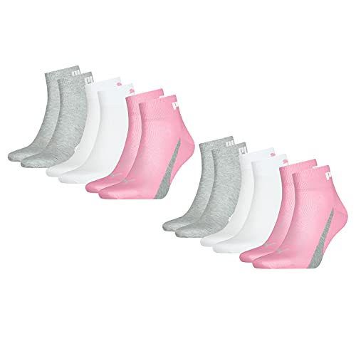 PUMA Damen Herren Lifestyle Quarter Socken 6 Paar, Größe:35-38, Artikel:-004 basic pink von PUMA