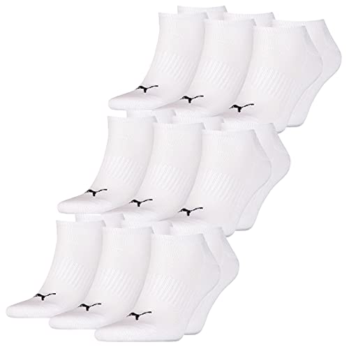 PUMA Unisex Herren Damen Sneaker Socken CUSHIONED 9er Multipack 35-38 39-42 43-46 Schwarz Weiss Blau Grau 83% Baumwolle, Größe:39-42, Packgröße:9 Paar, Farbe:White (002) von PUMA