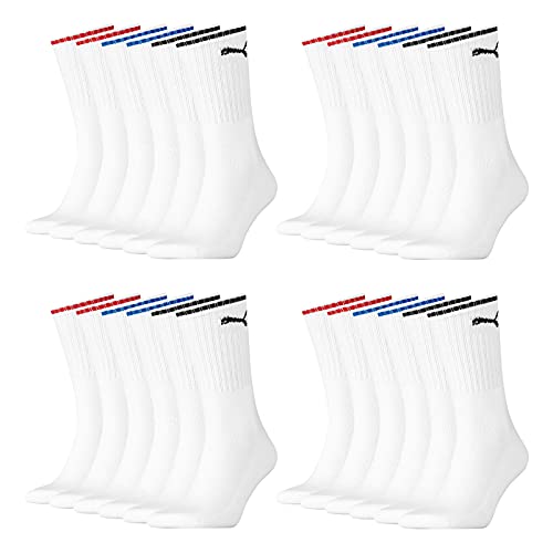 PUMA Unisex Herren Damen Socken SPORT CREW STRIPE 12er Pack 35-38 39-42 43-46 47-49 Schwarz Weiss Grau Sportsocken, White, 47/49 von PUMA