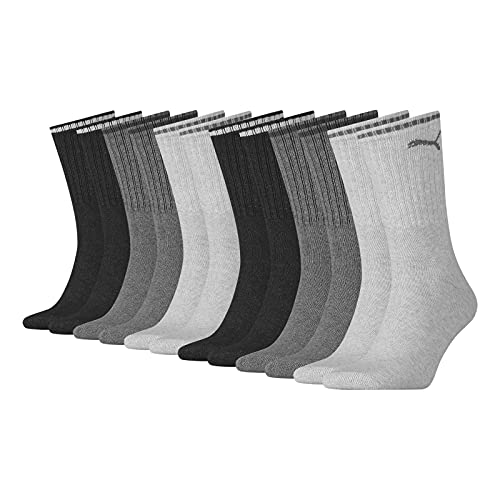 PUMA Unisex Herren Damen Socken SPORT CREW STRIPE 6er Pack 35-38 39-42 43-46 47-49 Schwarz Weiss Grau Sportsocken, Anthracite/Grey, 43/46 von PUMA