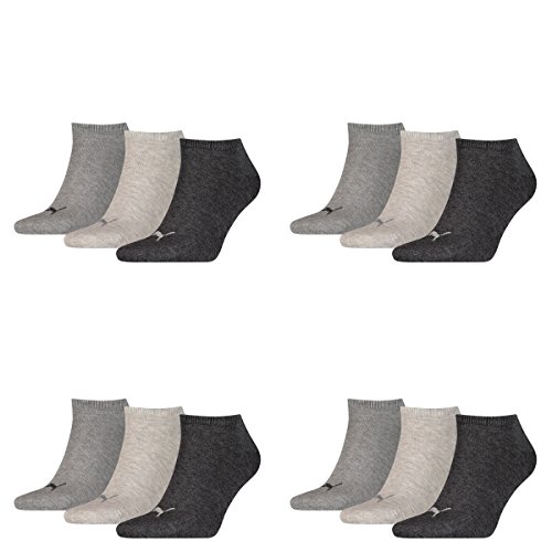PUMA 12 Paar Sneaker Invisible Socken Gr. 35-49 Unisex für Damen Herren Füßlinge, Farbe:800 - anthraci/l mel grey/m me, Socken & Strümpfe:35-38 von PUMA