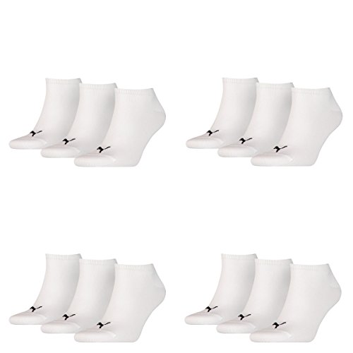 PUMA 12 Paar Sneaker Invisible Socken Gr. 35-49 Unisex für Damen Herren Füßlinge, Farbe:300 - white, Socken & Strümpfe:43-46 von PUMA