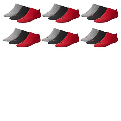 PUMA Unisex Invisible Sneaker Socken 6er Pack, Größe:43-46, Farbe:black/red von PUMA