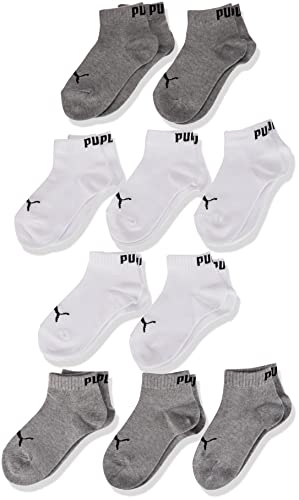 Puma Kinder Quarter Socken, Grau/Weiß, 23/26 (10er Pack) von PUMA