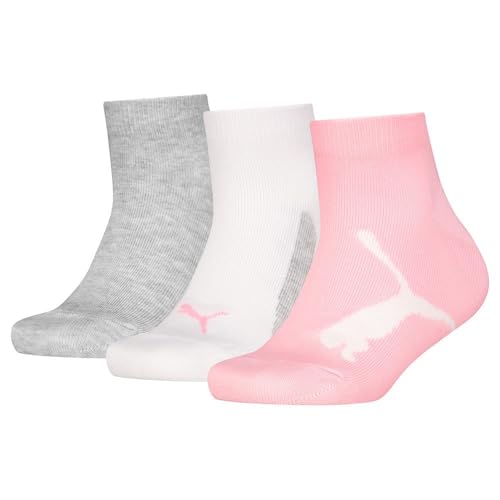 PUMA Unisex Kids BWT Recycled Cotton Quarter Sock, Pink/Grey, 35-38 (3er Pack) von PUMA