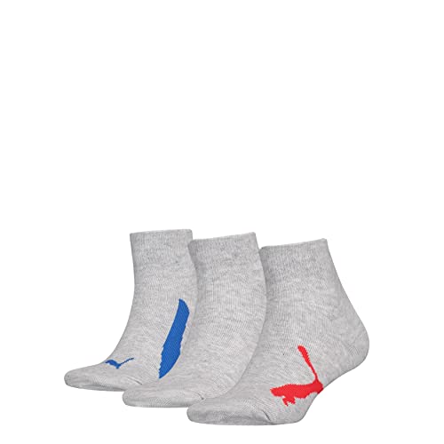 PUMA Unisex Kids Bwt Quarter Hosiery, mélange/red/Blue, 23/26 (3er Pack) von PUMA